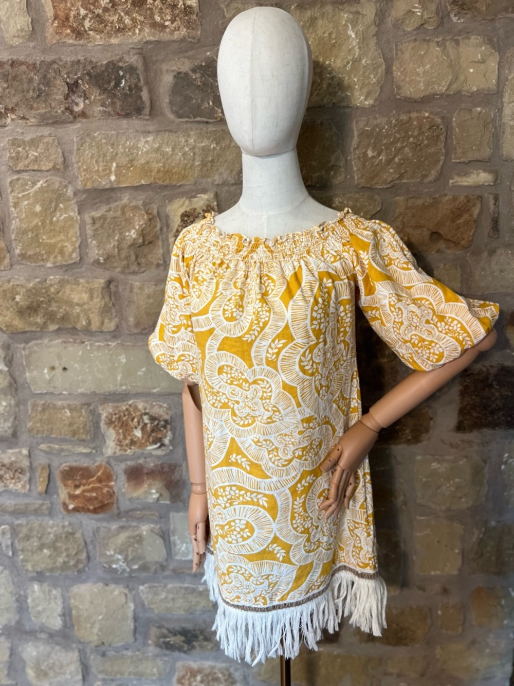 Antonio Melani x The Nat Note Raney Linen Off Shoulder Fringe Dress Size 0